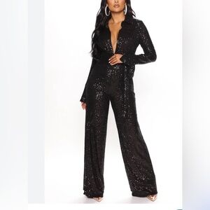 Fashion Nova Black pants set sequin